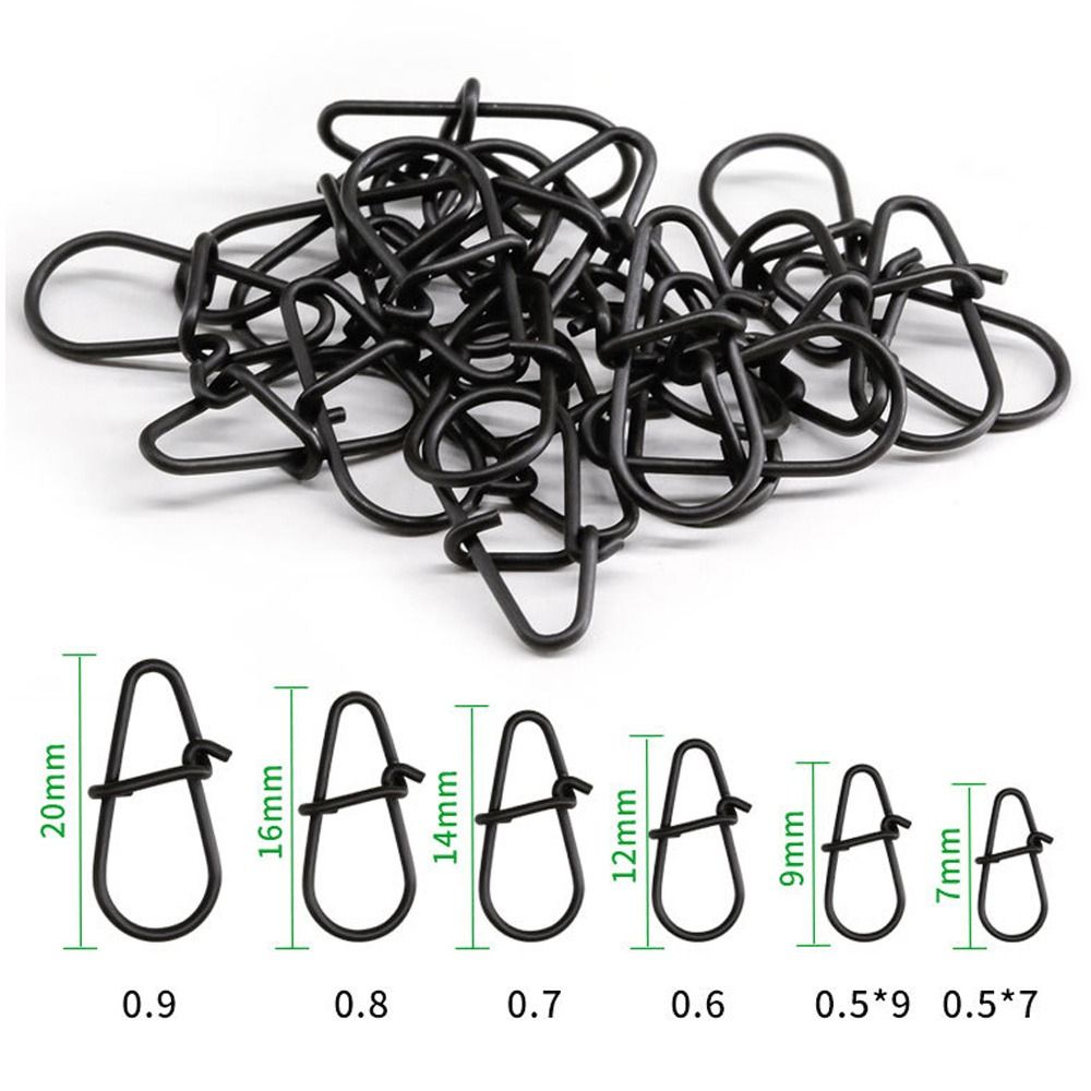 Fishing Equipment Cheap - 100 ピース/ロットマットブラックスナップ釣りバレルスイベル安全スナップフックステンレス鋼釣り針釣具ボックスアクセサリーツール