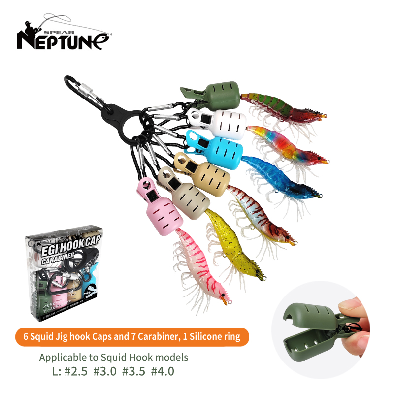 Fishing Equipment Carp - 新型イカ釣り餌保護カバー6個の網足タコフックカバーイカ傘餌キャップ、鉄ボタン釣り具付き
